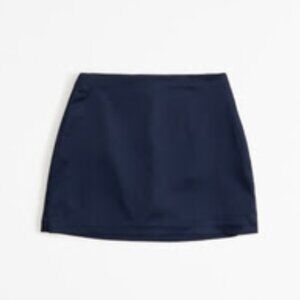 Abercrombie The A&F Scarlett Satin Sculpt Mini Skort, Navy Blue, Size Large